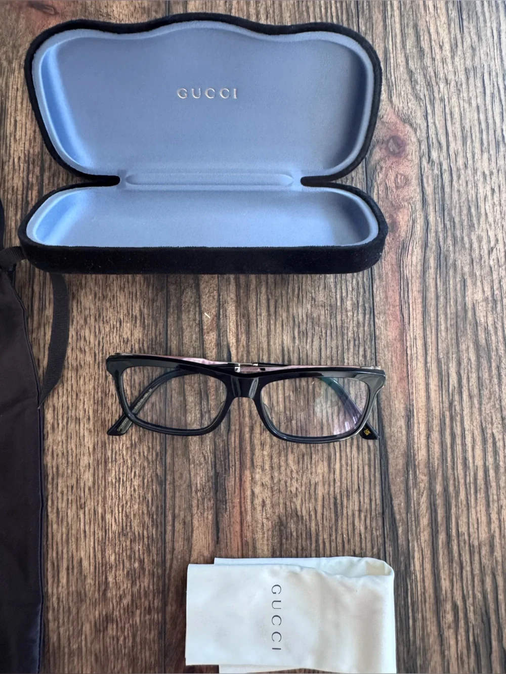 Gucci Eyeglasses Frames GG 003020 0Z 54x16x150 Black w/ Silver Red Green Striped